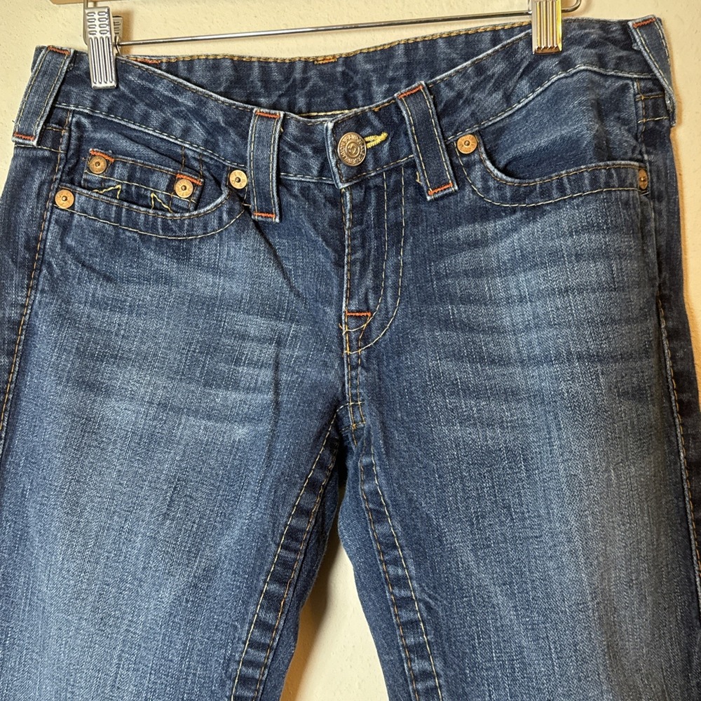 True Religion Bobby Jeans Women's 29 Blue Bootcut Low Rise Made in USA Denim